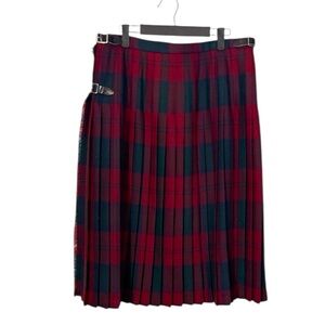 Celtic Craft Centre Kiltmaker Wool Kilt Size 14 Red Green Plaid Pleated
